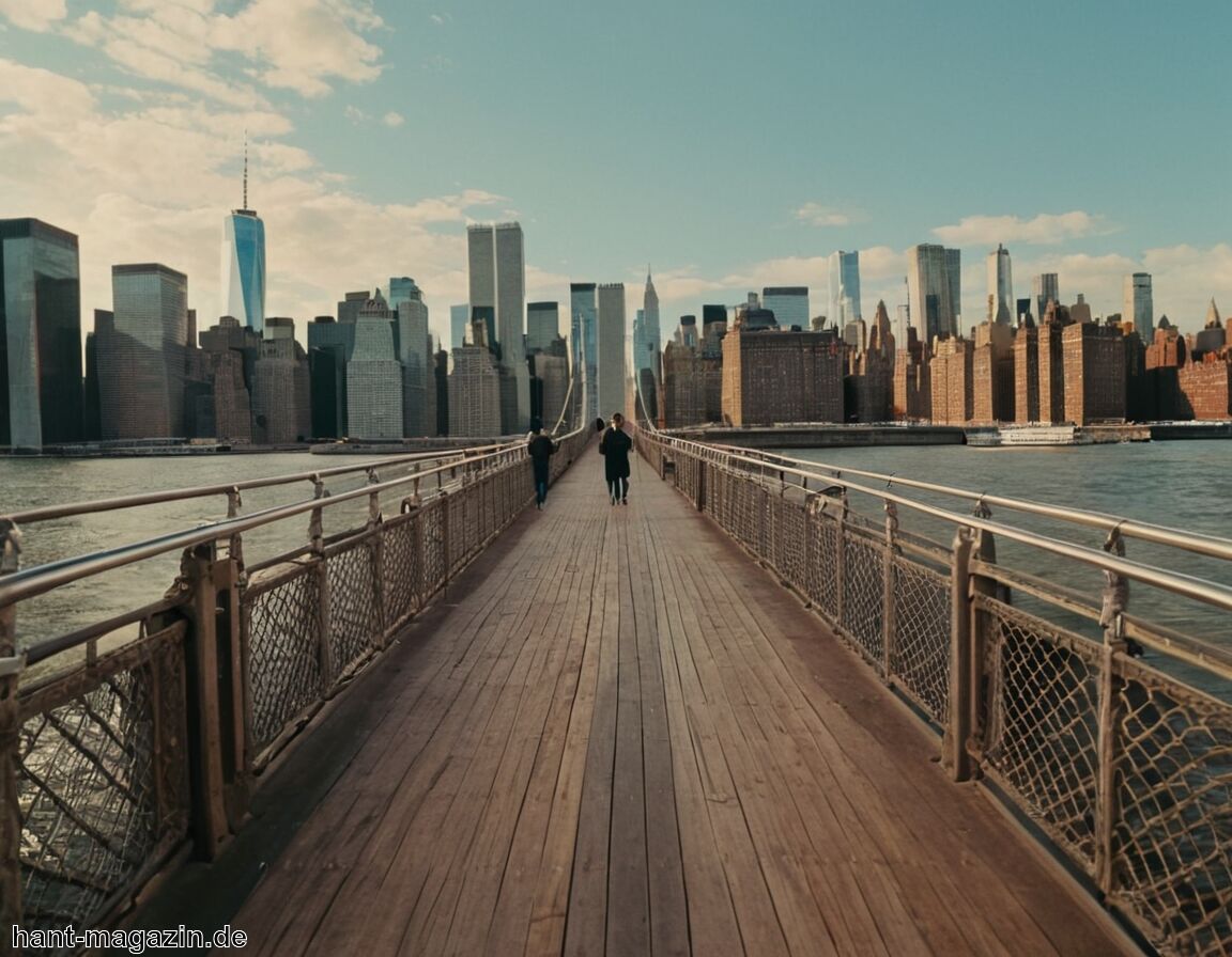 Aussicht von der Brooklyn Bridge bewundern - Flitterwochen New York » Stadt der Träume erkunden