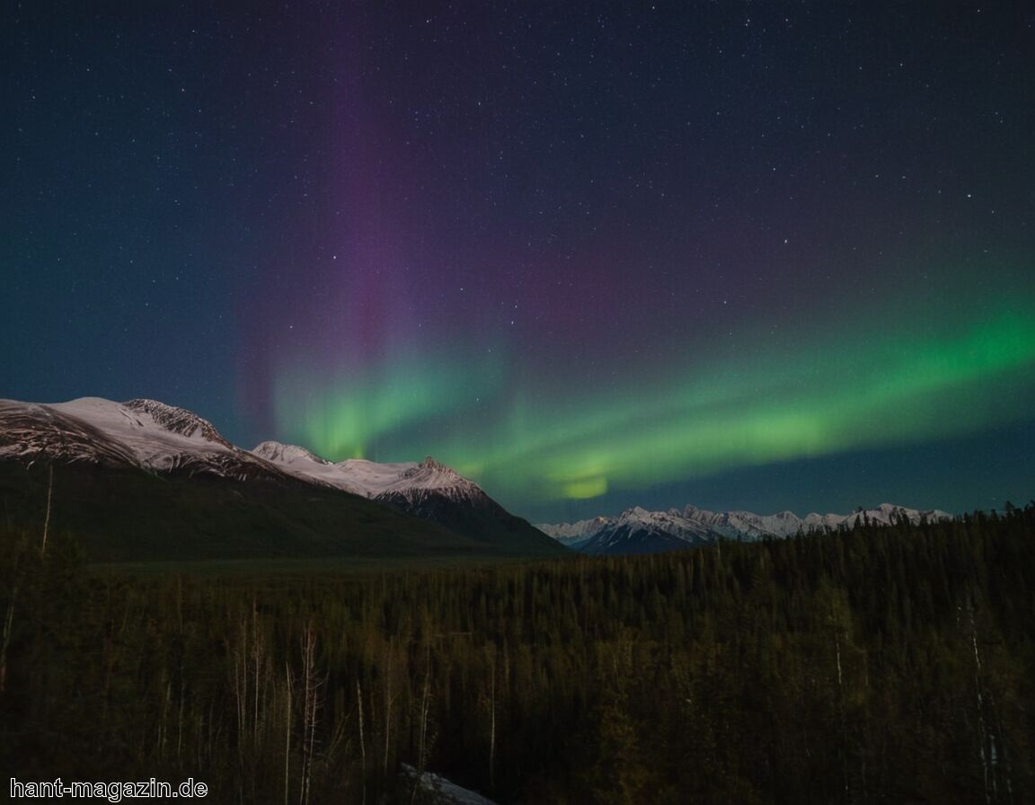 Nordlichter über dem nächtlichen Himmel - Flitterwochen Anchorage » Naturderkmale im hohen Norden