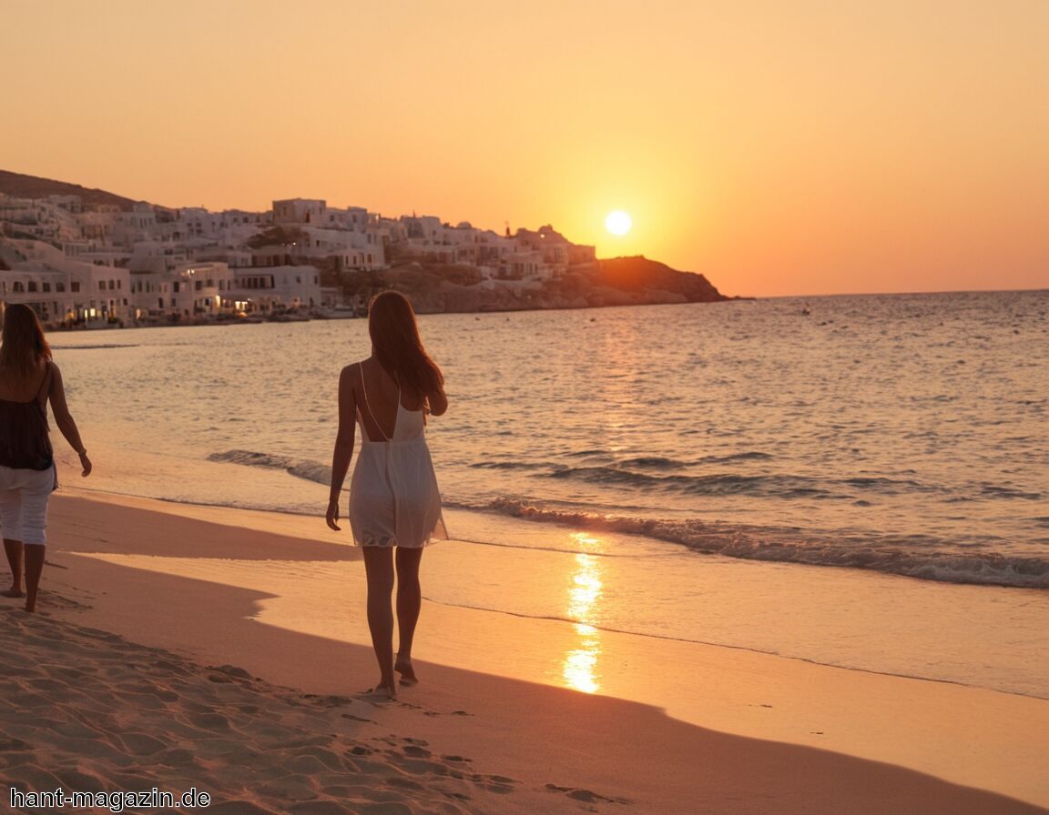 Romantische Sonnenuntergänge am Strand - Flitterwochen Mykonos » Partyleben und wunderschöne Strände